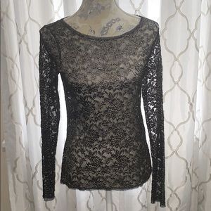 COPY - Bailey44 Final Cut Metallic Lace Top In Bl…
